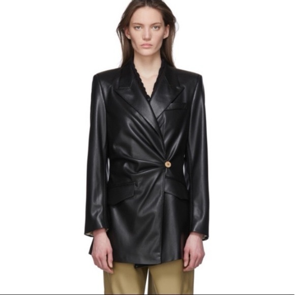 Nanushka Blair Wrap Front Vegan Leather Blazer - Picture 1 of 13